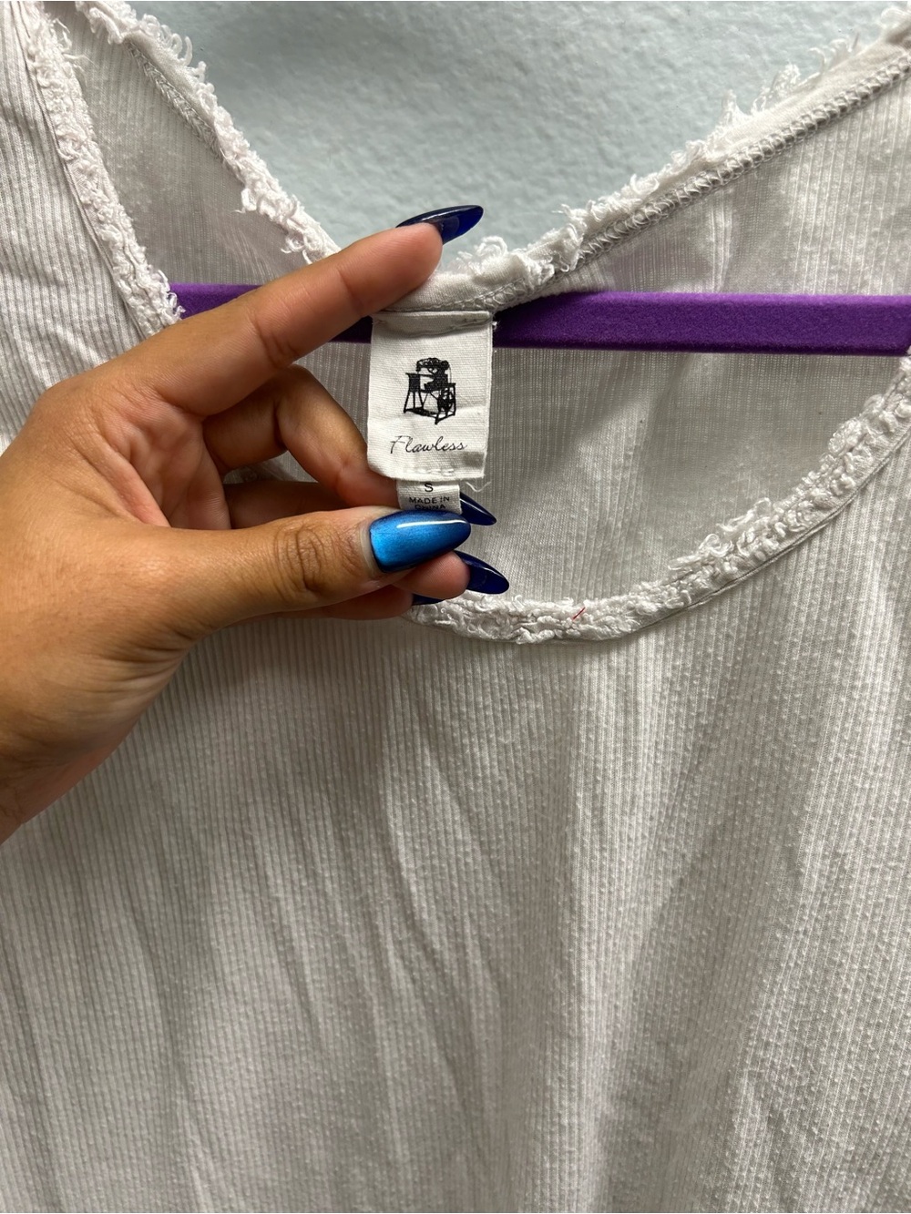 Washed Cream Ribbed Raw-Edge Tank Top - Picture 2 of 3